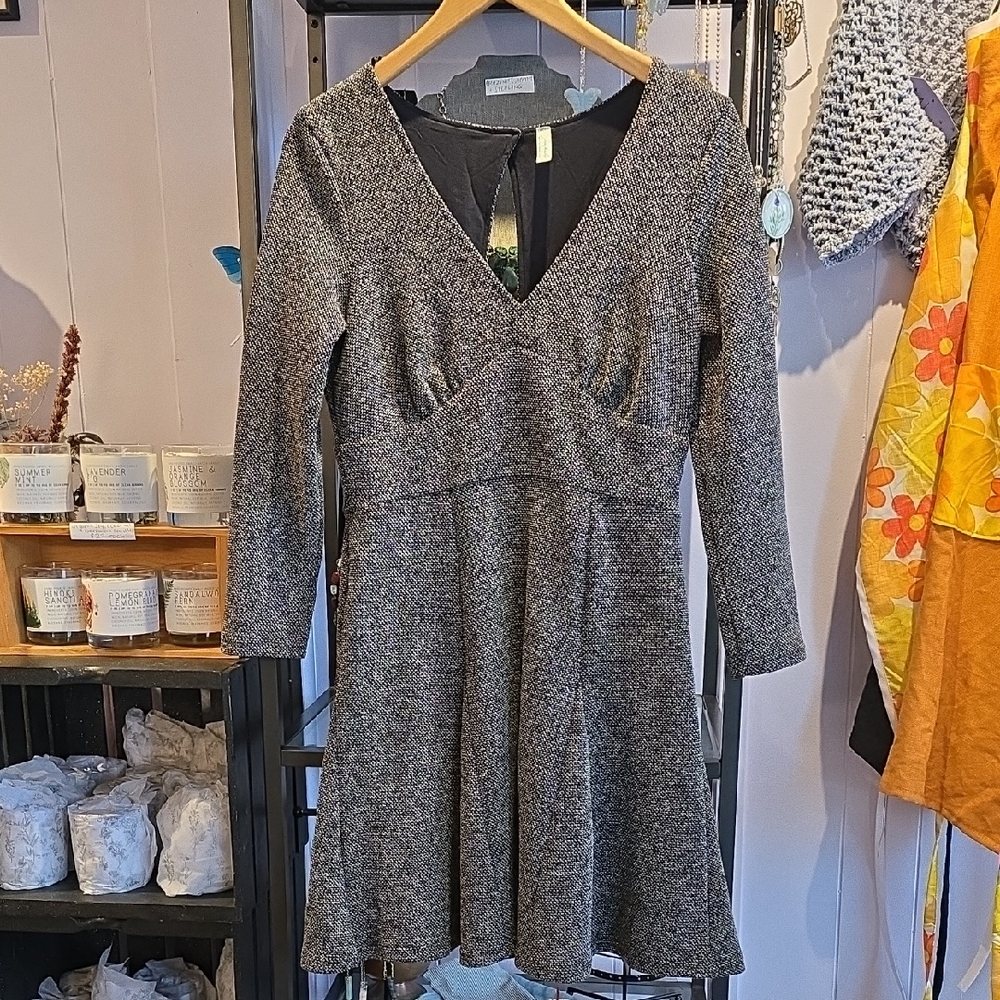 (Women's M) Free People Gray/Black/White Dress